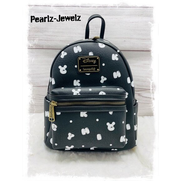 Loungefly Disney Mickey Mouse Letters AOP Black Mini Backpack BoxLunch NWT main image 5